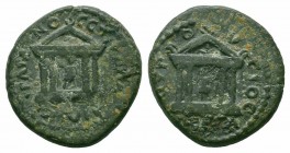 MYSIA.Pergamon.Hadrian.117-138 AD.AE Bronze

Obverse : ΤΡΑΙΑΝΟϹ ΕΠΙ ϹΤΡ ΠΩΛΛΙΩΝΟϹ; tetrastyle temple on podium with three steps, within Trajan standin...