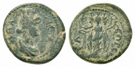 PHRYGIA. Apamea.Pseudo autonomous. Time of the Severans.193-235 AD. AE Bronze

Obverse : AΠAMЄIA; turreted and draped bust of Tyche right
Reverse : CΩ...