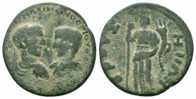 PHRYGIA.Bruzos.Maximinus I with Maximus.235/6-238 AD.AE Bronze

Obverse :ΑΥΤ Κ Γ ΙΟΥ ΟΥΗΡ ΜΑΞΙΜƐΙΝΟϹ Γ ΙΟΥ ΟΥΗ ΜΑΞΙΜΟϹ Κ; acing busts of Maximinus, la...