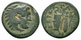 PHRYGIA.Ceretapa Diocaesarea.Pseudo autonomous Issue.138-192 AD.AE Bronze

Obverse : Head of Herakles right, wearing lion skin headdress
Reverse : ...