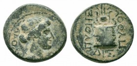 PHRYGIA.Laodicea ad Lycum.Semi autonomous Civic Issue.Time of Tiberius.14-37 AD.AE Bronze

Obverse : ΛΑΟΔΙΚΕΩΝ; laureate bust of Apollo with lyre, rig...