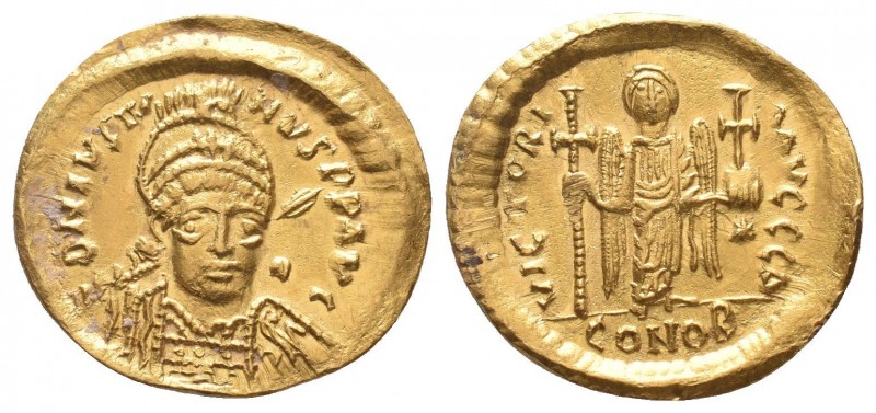 JUSTINIAN I.527-565 AD.Constantinople Mint.AV Solidus

Obverse : D N IVSTINI ANV...