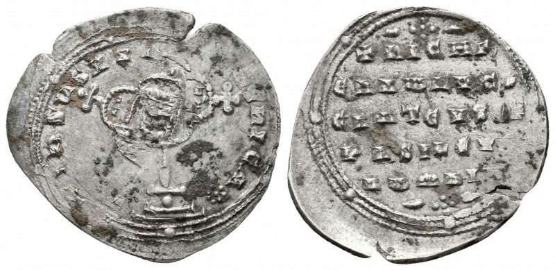 NICEPHORUS II.963-969 AD.Constantinople Mint.AR miliaresion 

Obverse : +IhSUS X...
