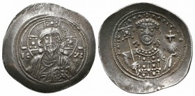 MICHAEL VII.1071-1078 AD.Constantinople Mint.AR Histamenon

Obverse : Facing bust of Christ Pantokrator; IC XC across fields
Reverse : MIXAHΛ RACIΛ O ...