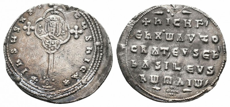 NICEPHORUS II PHOCAS.963-969 AD.Constantinople Mint.AR Miliaresion

Obverse : IҺ...