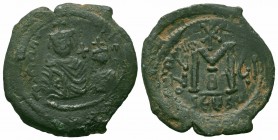 HERACLIUS and HERACLIUS CONSTANTINE. 610-641 AD.Seleucia Isauriae Mint.AE Follis

Obverse : dd NN hERACLIUS ET hERA CONST PP AVC; crowned with cross o...