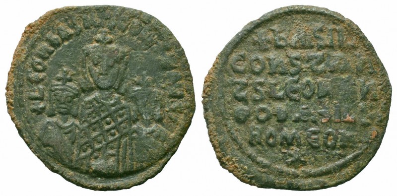 BASIL I LEO VI and CONSTANTINE VII.870-879 AD.Constantinople Mint.AE Follis

Obv...