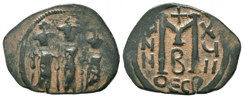 HERACLIUS.HERACLIUS CONSTANTINE and MARTINA.610-641 AD.Thessalonica Mint.AE Foll...