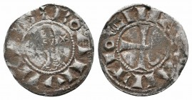 CRUSADERS.Antioch.Bohemund II.1163-1201 AD.BI Denier

Obverse : +BOAMVNDVS; profile bust with crescent left and star right 
Reverse : +ANTIOCHIA; smal...