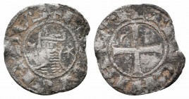 CRUSADERS.Antioch.Bohemund II.1163-1201 AD.BI Denier

Obverse : +BOAMVNDVS; profile bust with crescent left and star right 
Reverse : +ANTIOCHIA; smal...