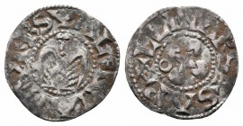 FRANCE.Dauphine Valence.Anonymous. 13th century. BI Denier 

Obverse : VRBS VALENTIA; winged angel or eagle
Reverse : + S APOLLINARS; cross pattée wit...