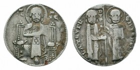 ITALY. Venice.Giovanni Dandolo.1280-1289 AD.AR Grosso

Obverse : Christ seated facing on throne, wearing nimbus crown, pallium, and colobium; annulet ...