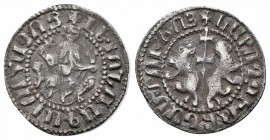 ARMENIA.Cilician Armenia.Levon I.1198-1219 AD.Sis Mint.AR Tram

Obverse : Levon seated facing on throne decorated with lions, holding cross and lis-ti...