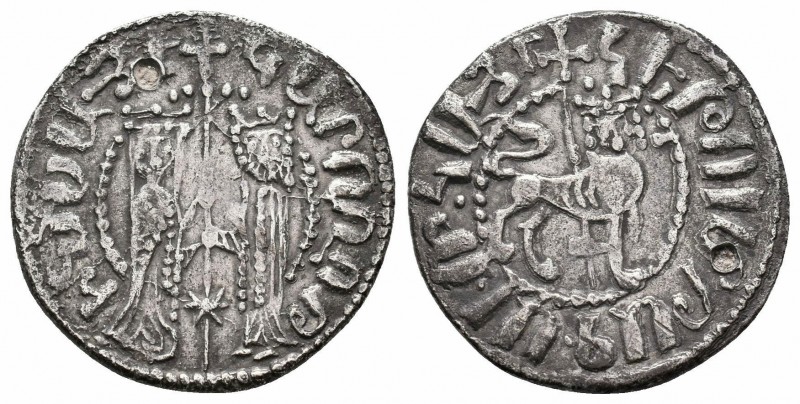 CILICIAN ARMENIA.Hetoum I and Zabel.1226-1270 AD.AR Tram 

Obverse : Zabel and H...