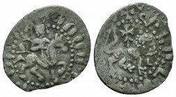 CILICIAN ARMENIA.Gosdantin III.1344-1363.Sis Mint.AR Takvorin

Obverse : Gosdantin III on horseback right, wearing crown with pendilia, holding cross ...