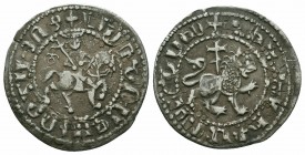 CILICIAN ARMENIA.Levon III.1301-1307 AD.Sis Mint.AR Takvorin

Obverse : King on horseback right, wearing crown with pendilia, holding long cross and r...