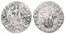 CILICIAN ARMENIA.Levon II.1270-1289 AD.Sis mint.AR Tram

Obverse : Levon on horseback riding right, holding patriarchal cross sceptre
Reverse : Crowne...