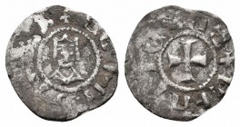 CILICIAN ARMENIA.Levon V.1374-1393 AD.BI Denier

Obverse : Crowned bust facing
Reverse : Cross pattée, with pellet in each angle

Reference : Bed. 223...