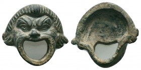 Ancient Rome.Circa 1st-3rd century AD. Nice bronze theatre mask

Weight : 27.8 gr

Diameter : 35X33 mm