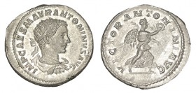 HELIOGABALO. Antoniniano. R/ Victoria con corona y palma marchando a dcha. Ly.: VICTOR ANTONINI AVG. SIII-291. 4,97 g. EBC