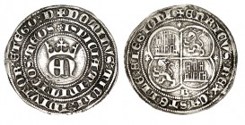 ENRIQUE II. 1 Real. Burgos. B debajo de escudo cuartelado. ABM-401. 3,06 g. MBC