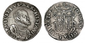 DUCATÓN. Milán. 1599. VI-60, JMO-55. 31,97 g. Fecha debajo del busto. 2 ligeras grietas de acuñación. Acuñación perteneciente al reinado de Felipe III...