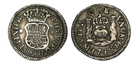 1/2 REAL. México. 1746-M. XC-1871. 1,64 g. MBC+