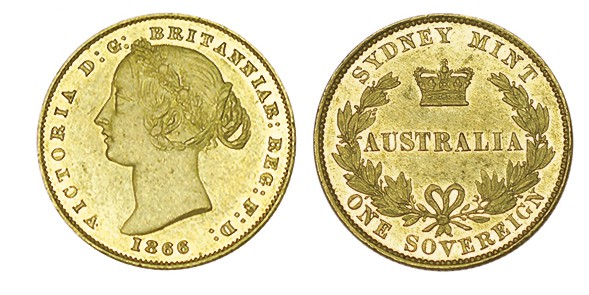 AUSTRALIA. 1 Soberano. 1866. W/KM-4. 7,99 g. Restos de B.O. EBC-