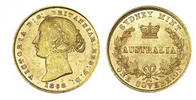 AUSTRALIA. 1 Soberano. 1868. W/KM-4. 8,01 g. Buen ejemplar para este tipo. EBC-
