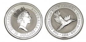 AUSTRALIA. 30 Dólares. Kukaburra volando. 1996. 1000,2 g. W/KM-292. P