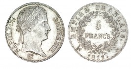 FRANCIA. 5 Francos. Napoleón. París. 1811-A. W/KM-694.1. 25,06 g. EBC+