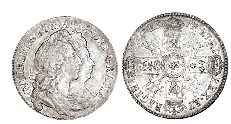 GRAN BRETAÑA. 1/2 Corona. Guillermo y María. 1692. W/KM-477. 14,87 g. RARA. MBC+...