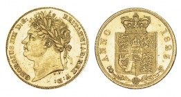 GRAN BRETAÑA. 1/2 Soberano. Jorge IV. 1825. W/KM-689. 4,00 g. Marquitas. EBC