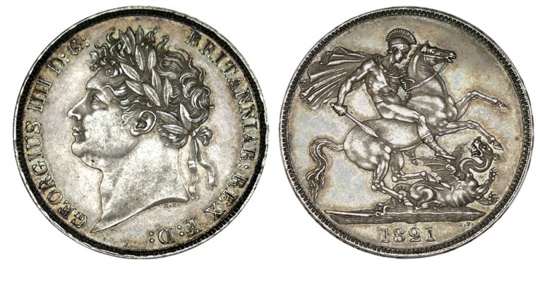 GRAN BRETAÑA. Corona. Jorge IV. 1821. W/KM-680.1. 28,23 g. Bonito tono. EBC+