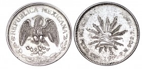 MÉXICO (Revolución mexicana) 1 Peso. 1915. Estado de Chihuahua-Ejercito del Norte. Plata. W/KM-619. 27,61 g. EBC
