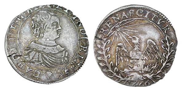 PROCLAMACIÓN EN GANTE. Carlos II. 1666. Plata. AH-10. 1,78 g. Ø 22 mm. MBC+