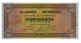 50 PESETAS. Burgos. 20 mayo 1938. S/A 796. D-32. Pliegues de papel. SC