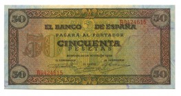 50 PESETAS. Burgos. 20 mayo 1938. S/B 615. D-32a. Pliegues de papel. SC