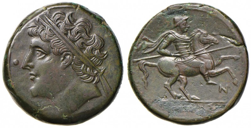 SICILIA Gerone II (274-216 a.C.) AE - Testa diademata a s. - R/ Cavaliere a d. -...