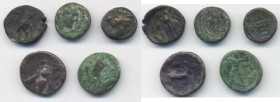 4 Monete greche in bronzo e una in argento di Arado. Con cartellini di identificazione. Non si accettano resi
MB