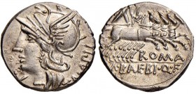 Baebia - M. Baebius - Denario (137 a.C.) Testa di Roma a s. - R/ Apollo su quadriga a d. - B. 12; Cr. 236/1 AG (g 3,87) Bel metallo brillante
qFDC