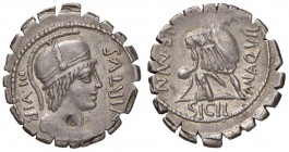 Aquillia - Man. Aquillius - Denario (109-108 a.C.) Busto del Valore a d. - R/ Il console aiuta la Sicilia a sollevarsi - B. 2; Cr. 401/1 AG (g 3,74) E...