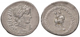 Fonteia - Mn. Fonteius C. f. - Denario (85 a.C.) Testa di Apollo a d., davanti, monogramma - R/ Genio su capra a d. - B. 9; Cr. 353/1a AG (g 3,99) Ex ...
