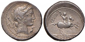 Crepusia - Pub. Crepusius - Denario (82 a.C.) Testa di Apollo a d. - R/ Cavaliere a d. - B. 1; Cr. 361/1 AG (g 3,71) Bella patina
BB+/qSPL