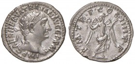 Traiano (98-117 d.C.) Denario - Testa laureata a d. - R/ La Vittoria andante a s. con corona e palma - RIC 60 AG (g 3,34)
SPL+
