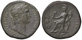 Adriano (117-138) Sesterzio - Testa laureata a d. - R/ Roma seduta a s. su corazza - RIC 636 AE (g 27,00)
BB/BB+