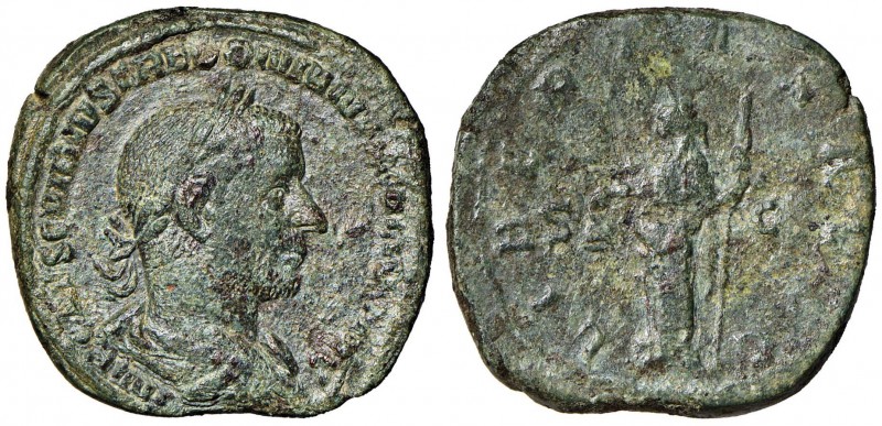 Treboniano Gallo (251-253) Sesterzio - Busto laureato a d. - R/ LIBERTAS AVGG, l...