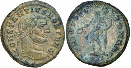 Costanzo Cloro (305-306) Follis (Ticinum) Busto laureato a d. - R/ GENIO POPVLI ROMANI, Genio stante a s. - RIC 30 AE (g 8,60) Modesti depositi al R/...