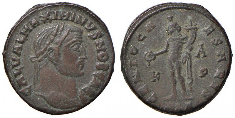 Massimino II (305-313) Follis (Alessandria) - Testa laureata a d. - Genio stante...