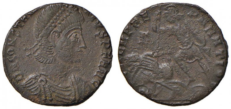 Costanzo II (337-361) Follis ridotto - Busto diademato a D- Legionario verso s. ...